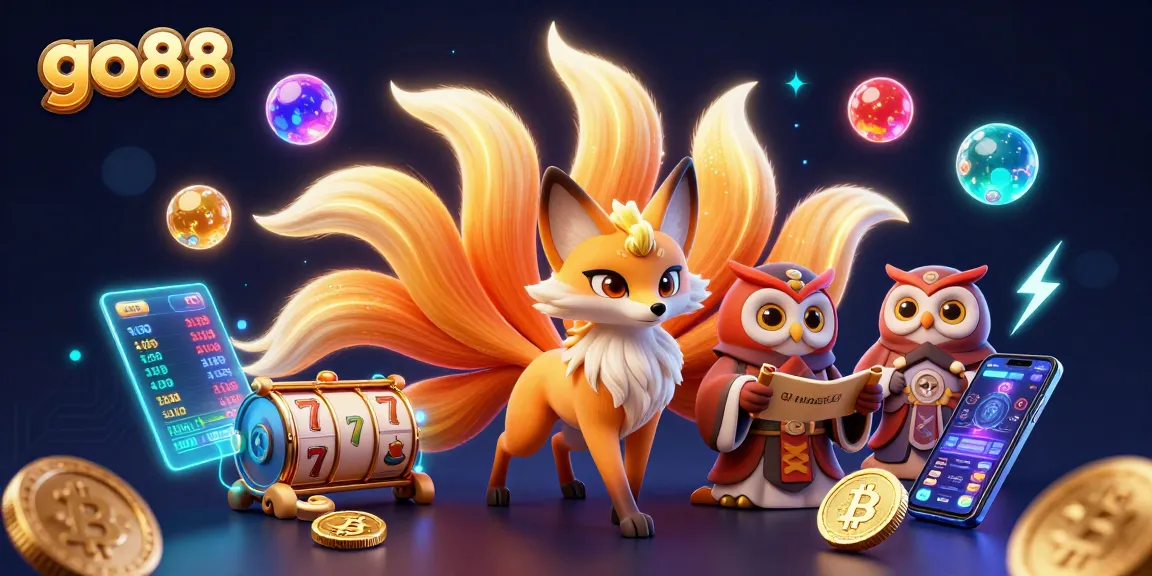 Experience excitement at go88 with a vibrant 3D casino adventure featuring glowing characters and dynamic game elements.