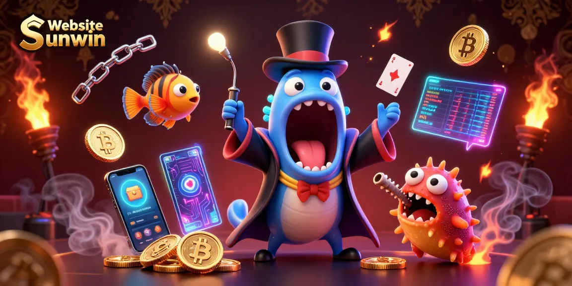 Winning big at Website Sunwin with a 3D illustration of casino magic and crypto excitement.